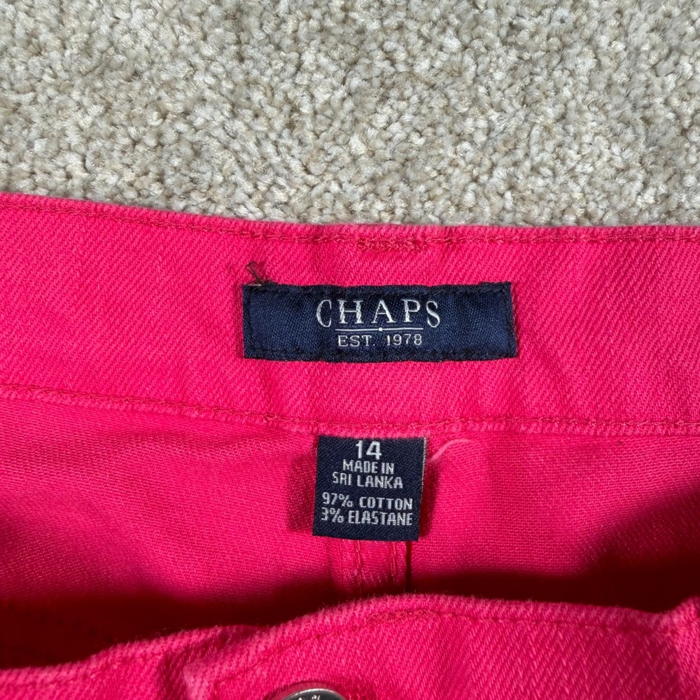 Chaps Essential Capri Pants Womens 14 Bright Fuchsia Pink Slimming Fit NEW - Picture 5 of 11
